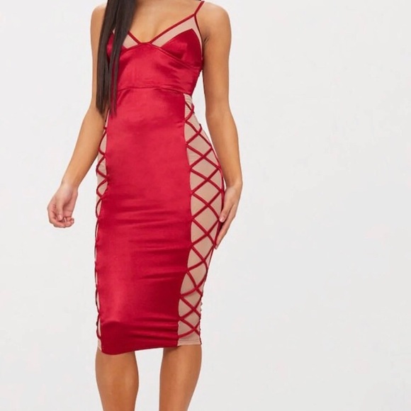 red satin dress plt